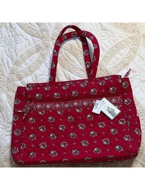 Vintage Vera Bradley Metropolitan Red Bandanna Floral Pattern Tote BNWT